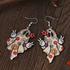 Colorful Floral Ghost Earrings, New!